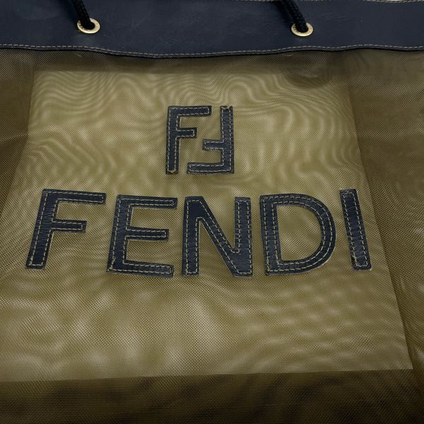 FENDI(フェンディ) FFロゴ メッシュ 紐 編み込み ヴィンテージ トートバッグ レザー/ナイロン レディース【中古B】20230720