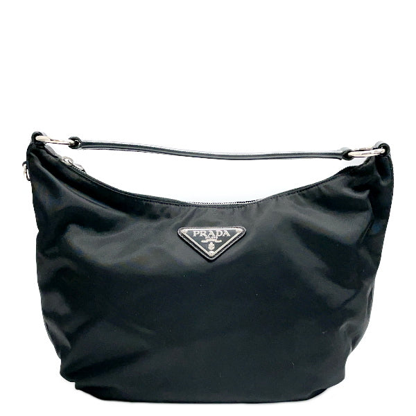 PRADA Tessuto Triangle Logo Plate One Shoulder Women's Shoulder Bag Black [Used AB/Slightly Used] 20420160