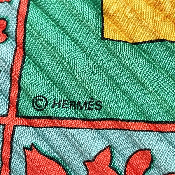 【中古B/標準】HERMES エルメス プリーツカレ カレプリセ EARLY AMERICA アーリーアメリカ レディース スカーフ グリーン系  
 20420195