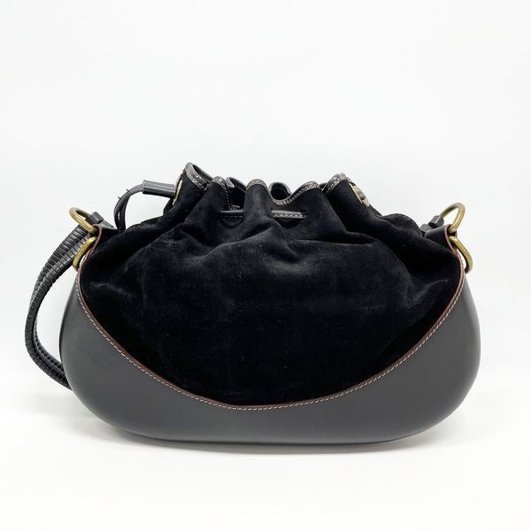 LOEWE Vintage Anagram Drawstring Women's Shoulder Bag Black [Used B/Standard] 20420214