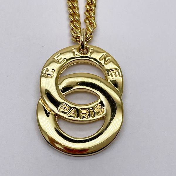 CELINE Double Circle Necklace GP Women's [Used B] 20230830