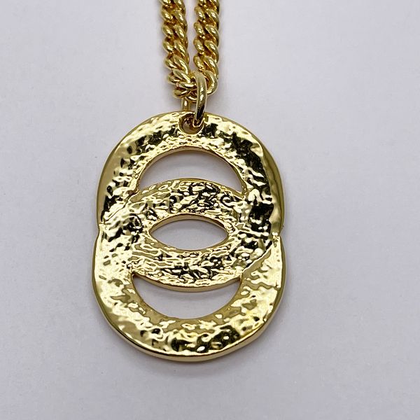 CELINE Double Circle Necklace GP Women's [Used B] 20230830