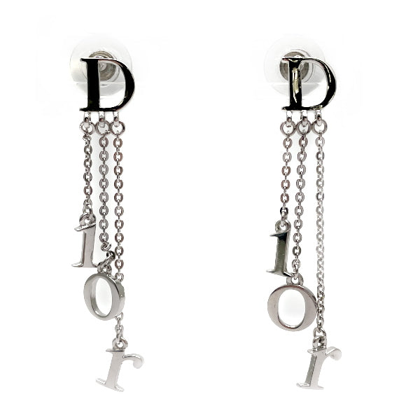 Christian Dior Vintage Logo Swing Chain Metal Women's Earrings Silver [Used AB/Slightly Used] 20420228