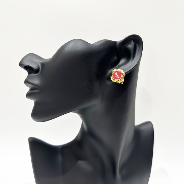 YVES SAINT LAURENT YSL Logo Octango Vintage Earrings GP Women's [Used AB] 20230807