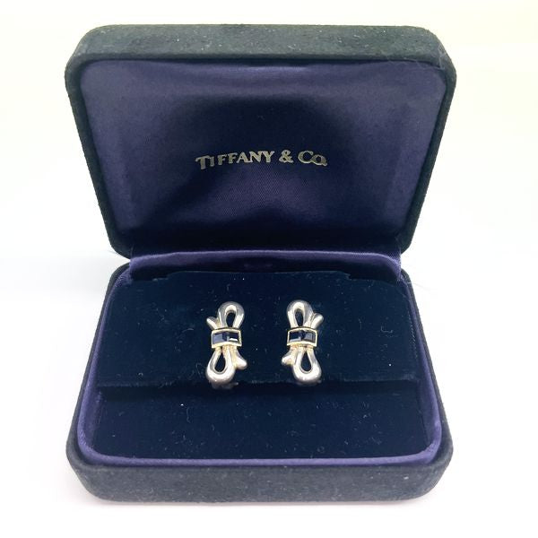 TIFFANY&amp;Co. [Rare] Vintage Ribbon Sapphire Earrings Silver 925/K18 Yellow Gold Women's [Used B] 20230807