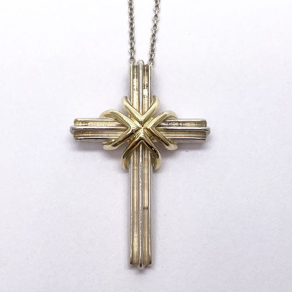 TIFFANY&amp;Co. Signature Cross Necklace Silver 925/K18 Yellow Gold Unisex [Used B] 20230808