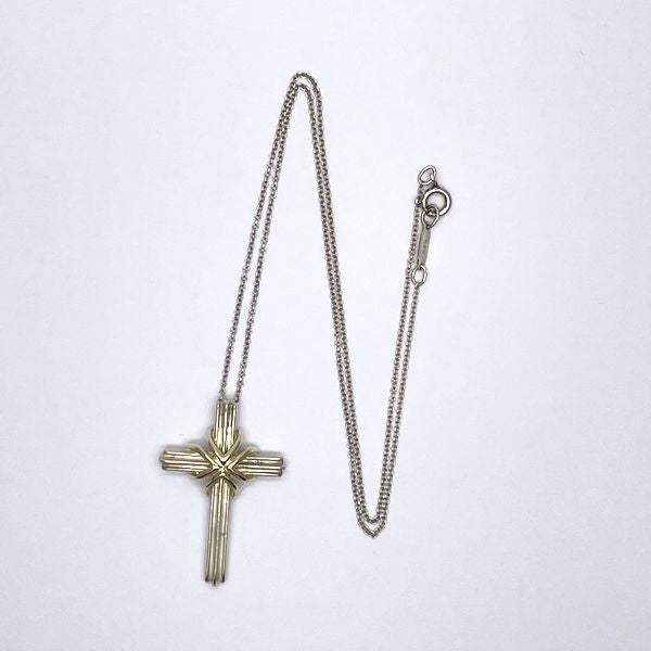 TIFFANY&amp;Co. Signature Cross Necklace Silver 925/K18 Yellow Gold Unisex [Used B] 20230808