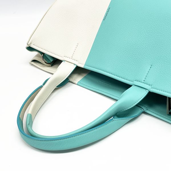 TIFFANY&amp;Co. (Tiffany) 2WAY shoulder bag leather Tiffany blue x white shoulder bag leather ladies [Used AB] 20230724
