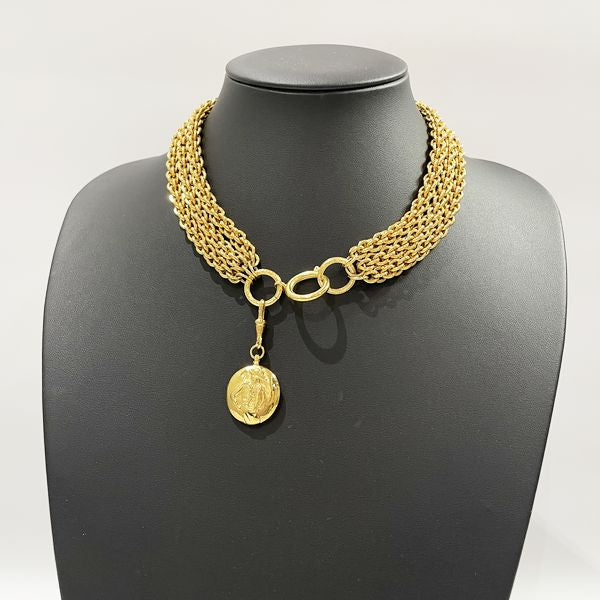 CHANEL Vintage Mademoiselle 3 Row Logo Chain GP Women's Necklace Gold [Used AB/Slightly Used] 20421468