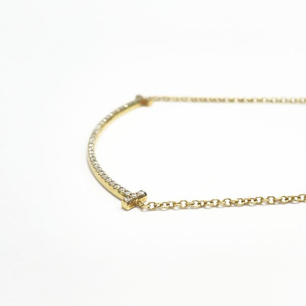 TIFFANY&amp;Co. T Smile Small Diamond Necklace K18 Yellow Gold Women's [Used AB] 20230727