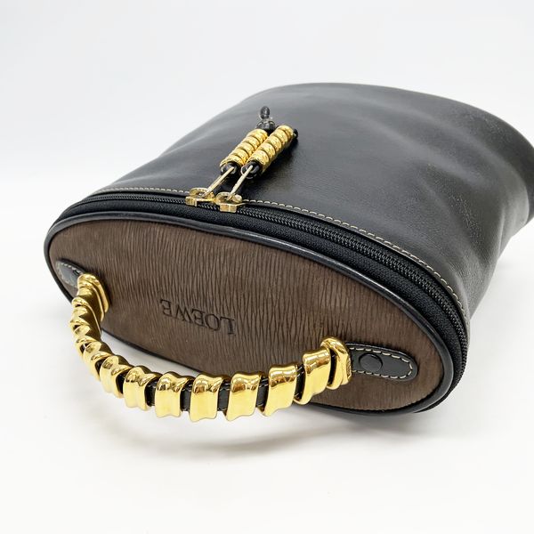 LOEWE Vintage Velasquez Twist Vanity Women's Handbag Black x Brown [Used AB/Slightly Used] 20421586