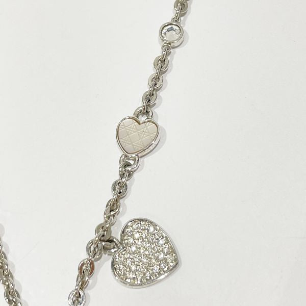 Christian Dior Heart Charm Shell Logo Vintage Necklace Metal/Rhinestone Women's [Used B] 20230825