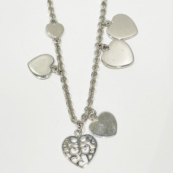 Christian Dior Heart Charm Shell Logo Vintage Necklace Metal/Rhinestone Women's [Used B] 20230825