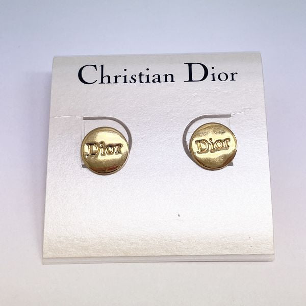 Christian Dior クリスチャンディオール ヴィンテージ ロゴ ラウンド GP レディース ピアス ゴールド 【中古AB/使用感小】 20421606