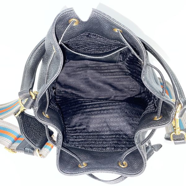 PRADA 2019SS Drawstring Vitello Dino Bucket Crossbody 2WAY 1BE018 Shoulder Bag Leather Women's [Used B] 20230818
