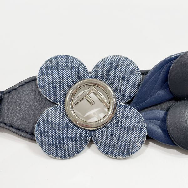 FENDI Strap You F's Flower Motif Studs Women's Shoulder Strap Blue [Used B/Standard] 20421635