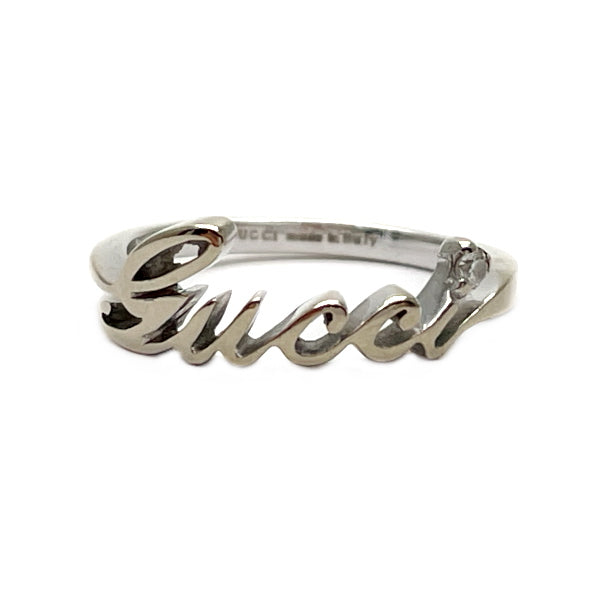 GUCCI Logo Cursive 1P Diamond No. 8 Ring K18 White Gold Women's [Used B] 20230802