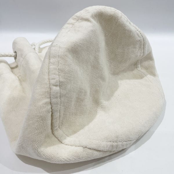 HERMES Drawstring Shoulder Pile Toweling String Women's Shoulder Bag White [Used B/Standard] 20422293