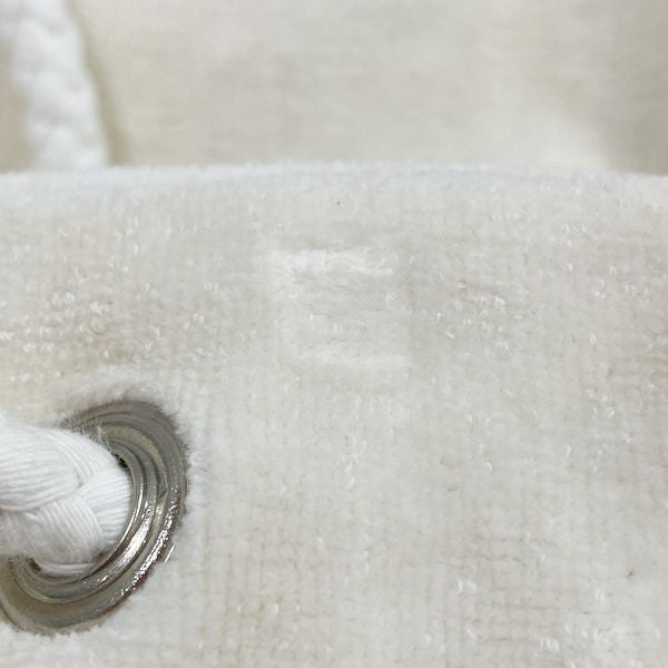 HERMES Drawstring Shoulder Pile Toweling String Women's Shoulder Bag White [Used B/Standard] 20422293