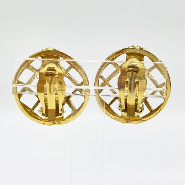 CHANEL Vintage Logo Mesh Round GP Women's Earrings Gold [Used AB/Slightly Used] 20422310
