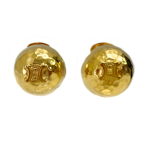 CELINE Vintage Macadam Triomphe Round GP Women's Earrings Gold [Used AB/Slightly Used] 20422314
