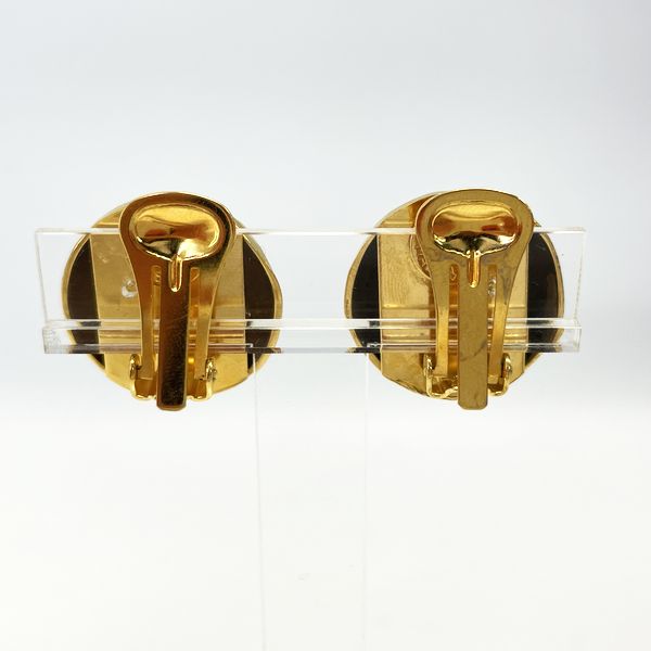 CELINE Vintage Macadam Triomphe Round GP Women's Earrings Gold [Used AB/Slightly Used] 20422314