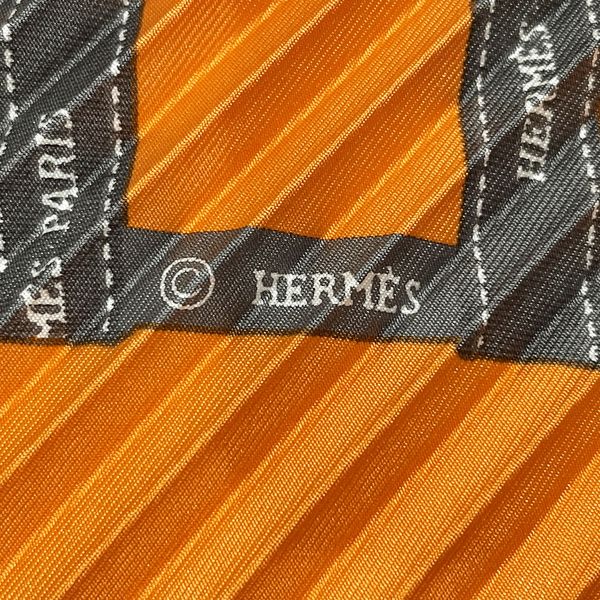 【中古AB/使用感小】HERMES エルメス プリーツカレ カレプリセ BOLDUC RIBON ボルデュック リボン レディース スカーフ オレンジ  
 20422320