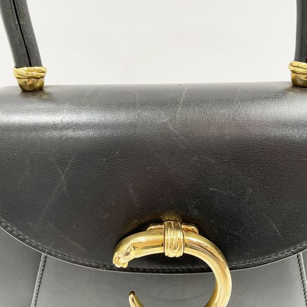 CARTIER Vintage Panther Trinity Metal Fittings Women's Handbag Black [Used B/Standard] 20422691