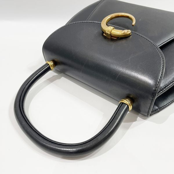 CARTIER Vintage Panther Trinity Metal Fittings Women's Handbag Black [Used B/Standard] 20422691