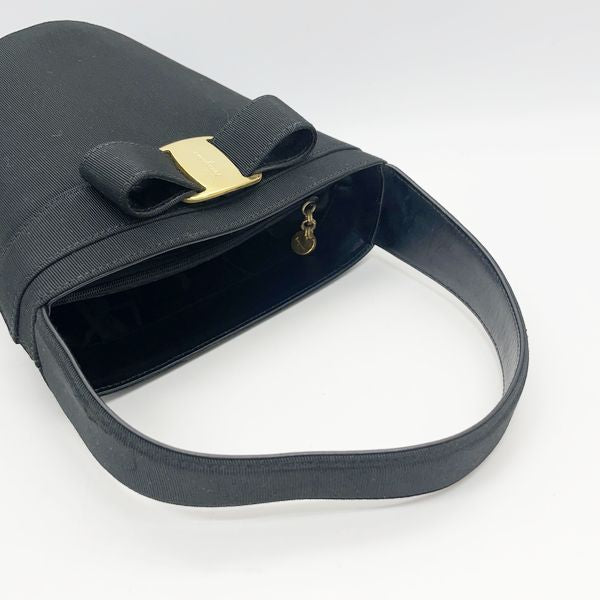 Salvatore Ferragamo Vara Ribbon Bucket Women's Handbag Black [Used AB/Slightly Used] 20422887