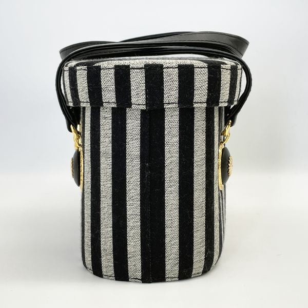 Gianni Versace Vintage Sunburst Stripe Vanity Women's Handbag Gray x Black [Used AB/Slightly Used] 20422890
