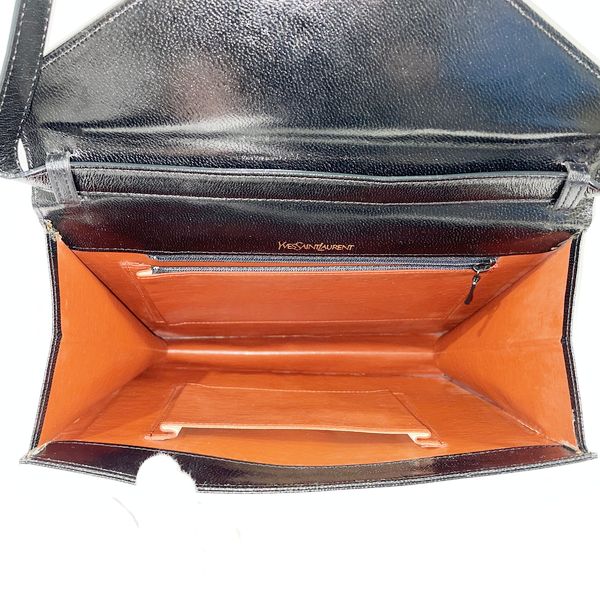 YVES SAINT LAURENT Y-line embossed push lock vintage shoulder bag leather ladies [Used AB] 20230818