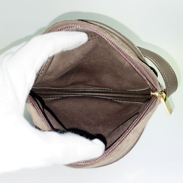 LOEWE Vintage Anagram Round Crossbody Ladies Shoulder Bag Brown [Used B/Standard] 20422901