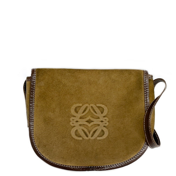 LOEWE Anagram Logo Crossbody Vintage Shoulder Bag Suede/Leather Women's [Used B] 20230728