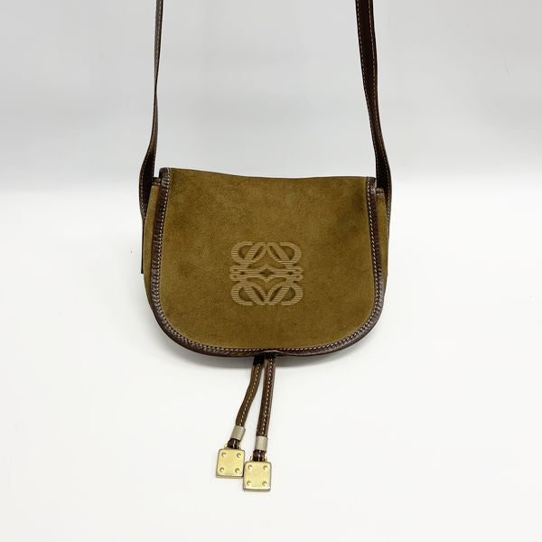 LOEWE Anagram Logo Crossbody Vintage Shoulder Bag Suede/Leather Women's [Used B] 20230728