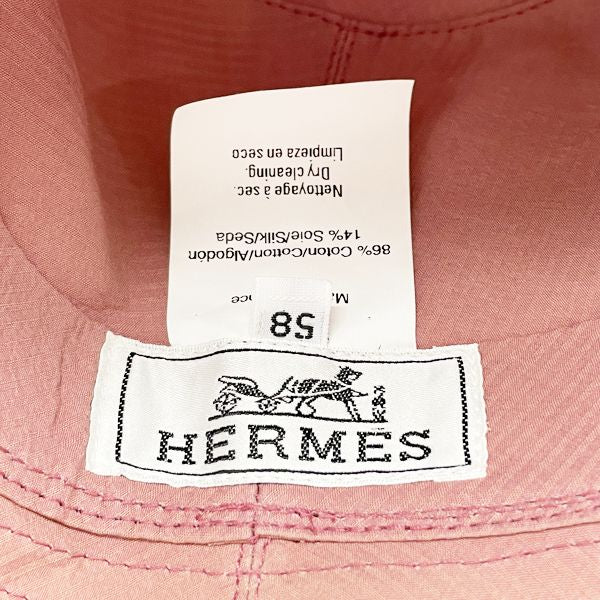 HERMES Bucket Stripe 58 Women's Hat Pink [Used B/Standard] 20422907