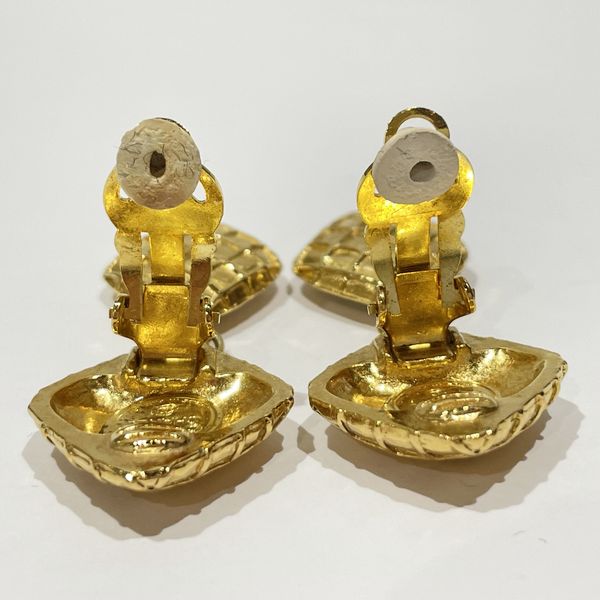 CHANEL Vintage Matelasse Diamond Bijou Swing GP Women's Earrings Gold [Used AB/Slightly Used] 20422909