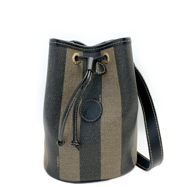 FENDI Vintage Pecan Drawstring Mini Crossbody Ladies Shoulder Bag Brown [Used AB/Slightly Used] 20422918