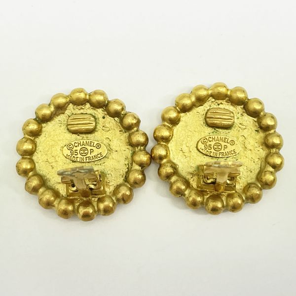 CHANEL Coco Mark Round 95P Vintage Earrings GP Women's [Used AB] 20230810