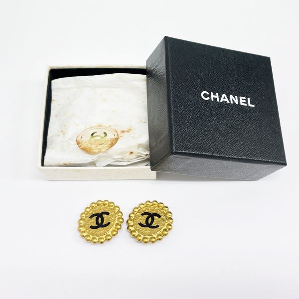 CHANEL Coco Mark Round 95P Vintage Earrings GP Women's [Used AB] 20230810