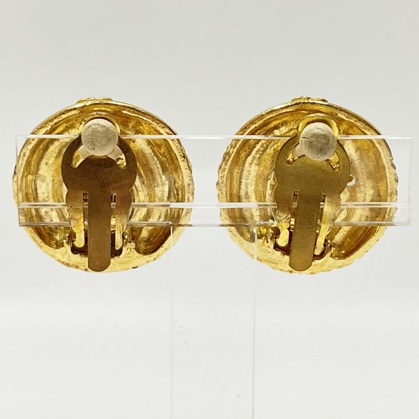 CHANEL Vintage Coco Mark Round Octagon GP Women's Earrings Gold [Used B/Standard] 20422922