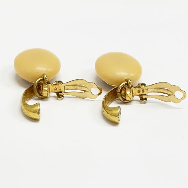 CELINE Logo Hoop Swing Color Stone Round Vintage Earrings GP Women's [Used B] 20230810