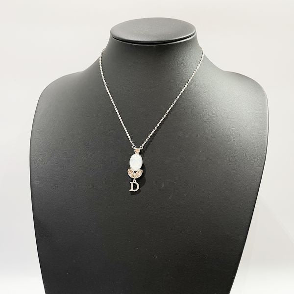 Christian Dior Flower Motif Rhinestone Necklace Metal Women's [Used B] 20230830