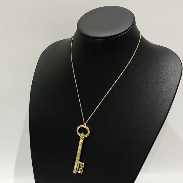 Givenchy Vintage Key Motif Key Rhinestone *External Chain GP Women's Necklace [Used B/Standard] 20422930