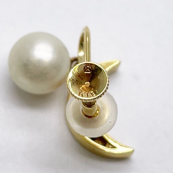MIKIMOTO Pearl Diamond 7mm 5P Diamond Earrings K18 Yellow Gold Women's [Used B] 20230801