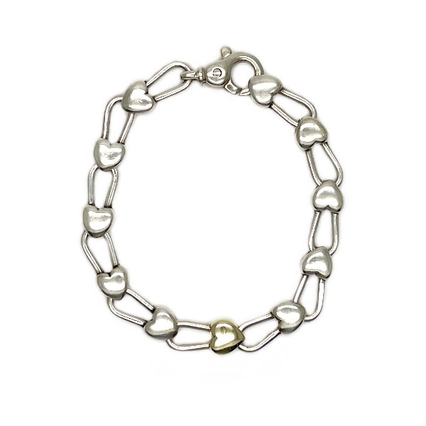 TIFFANY&amp;Co. Tiffany Vintage Heart Lock Combination Silver 925 K18YG Women's Bracelet [Used B/Standard] 20423384