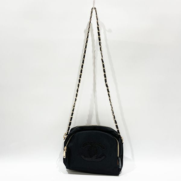 CHANEL Precision Novelty Coco Mark Chain Women's Shoulder Bag Black [Used B/Standard] 20423630