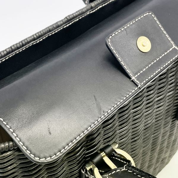 Salvatore Ferragamo Gancini Straw Basket Ladies Handbag DV-21 Black [Used AB/Slightly Used] 20423636