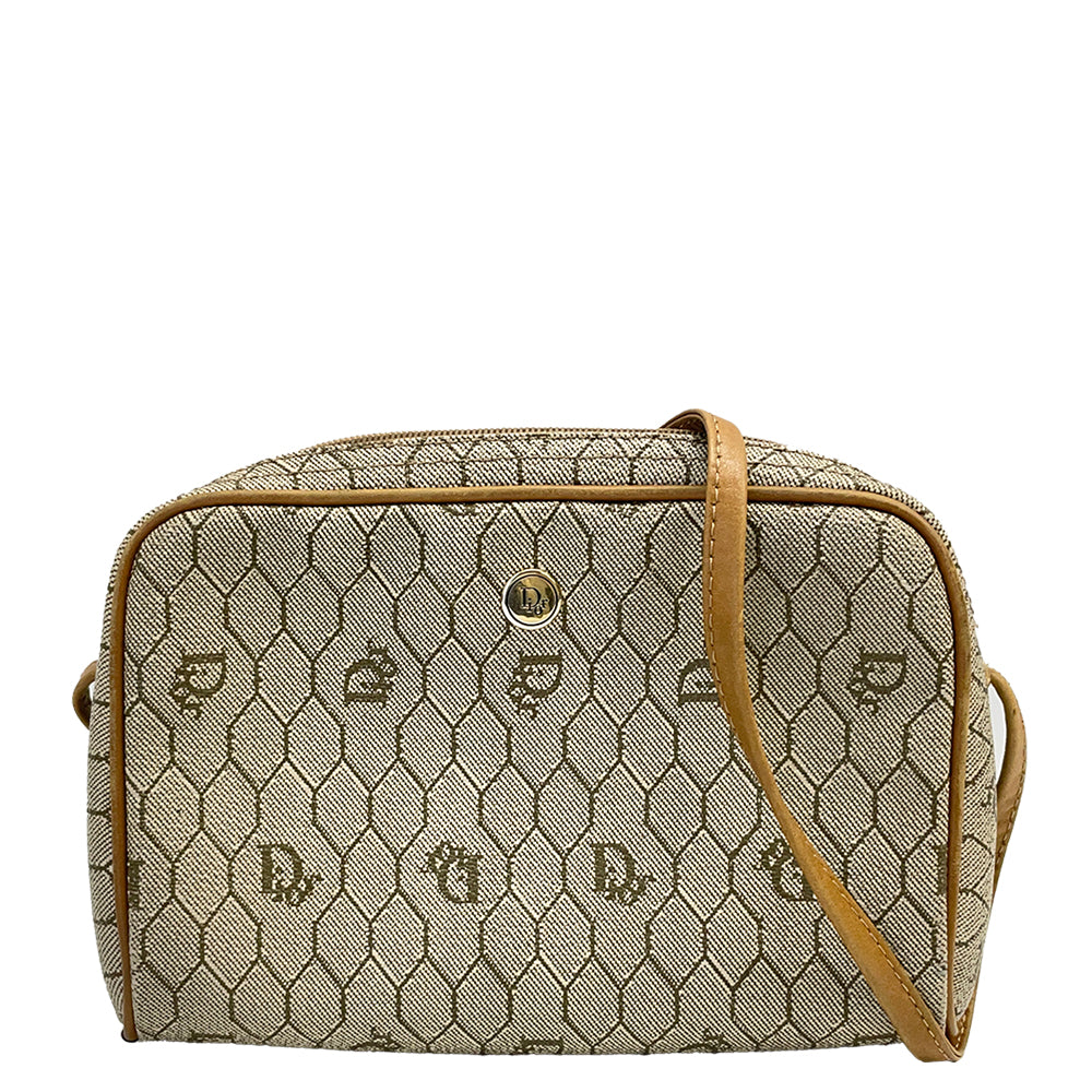 Christian Dior Honeycomb Logo Plate Crossbody Vintage Shoulder Bag PVC/Leather Women's [Used B] 20230810