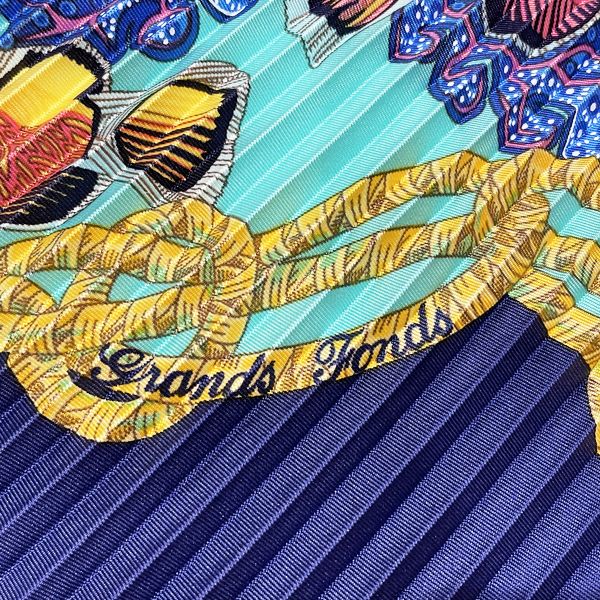 HERMES CARRE GRANDS FONDS Deep Sea Fish Women's Scarf Navy x Blue [Used AB/Slightly Used] 20423649